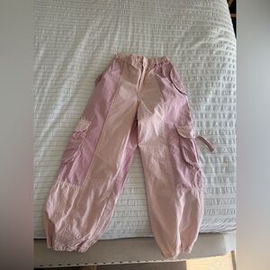 Zara Blush Pink Elastic Waist Cargo Pants